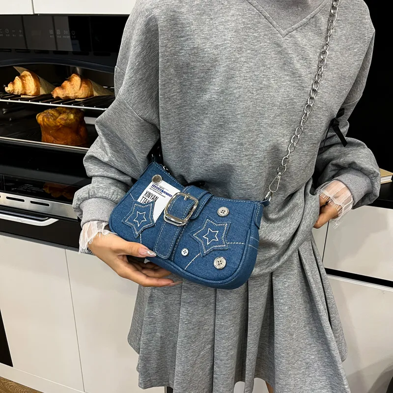 JIANGLIDA PU Shoulder Bag Women's Blue/Black-3