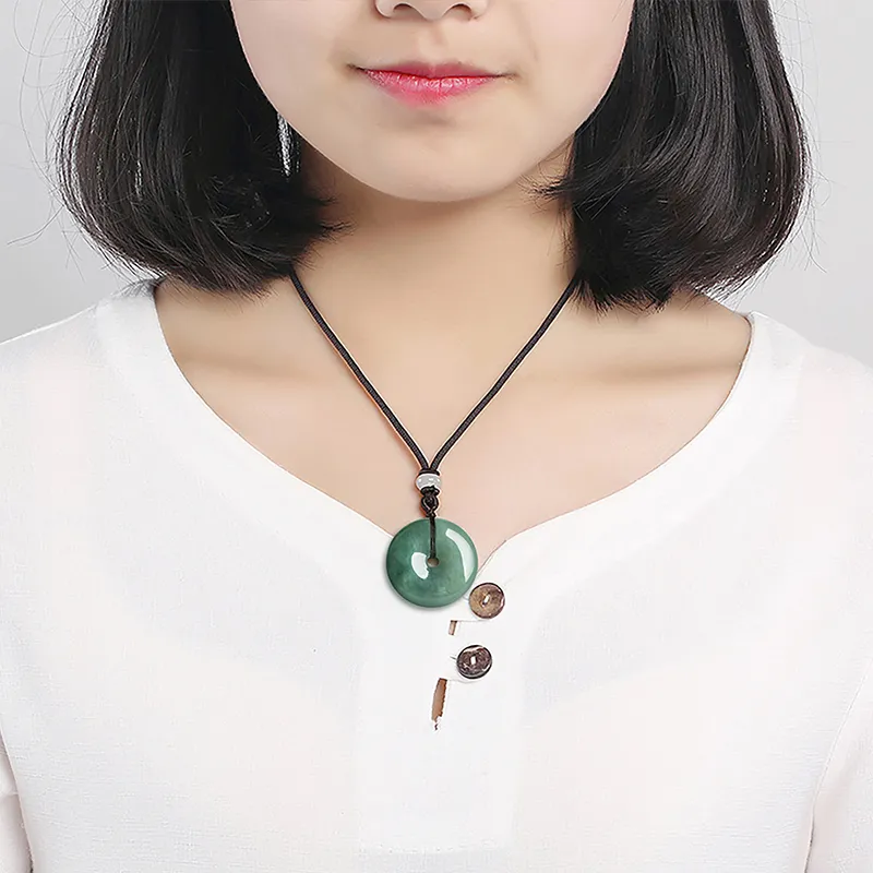 Qing Yi Bean Type Jadeite Pendants Unisex-1