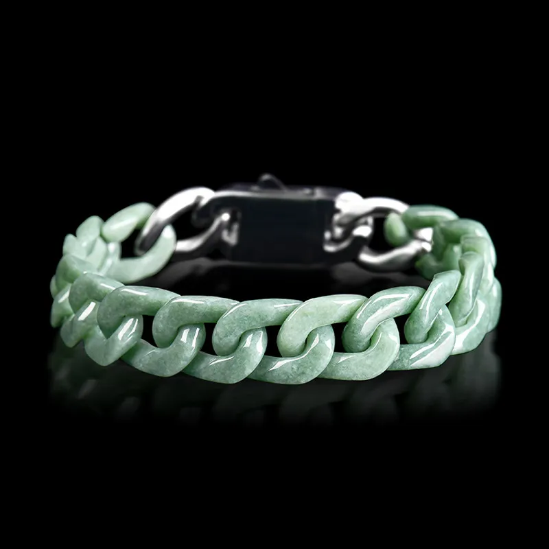 Qing Yi Bean Type Jadeite Bracelets Men's-6