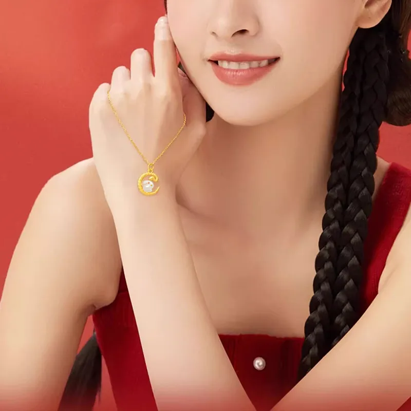 Qing Yi Hetian Jade Necklaces White Jade Women's-4
