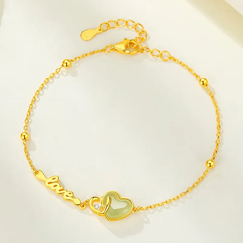 Qing Yi Hetian Jade Bracelets Green Jade Unisex-4