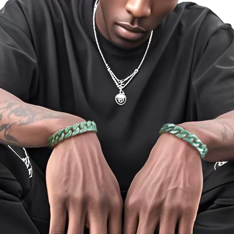 Qing Yi Bean Type Jadeite Bracelets Men's-1