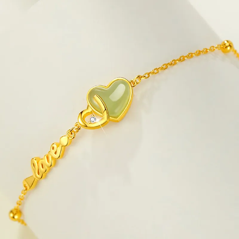Qing Yi Hetian Jade Bracelets Green Jade Unisex-3