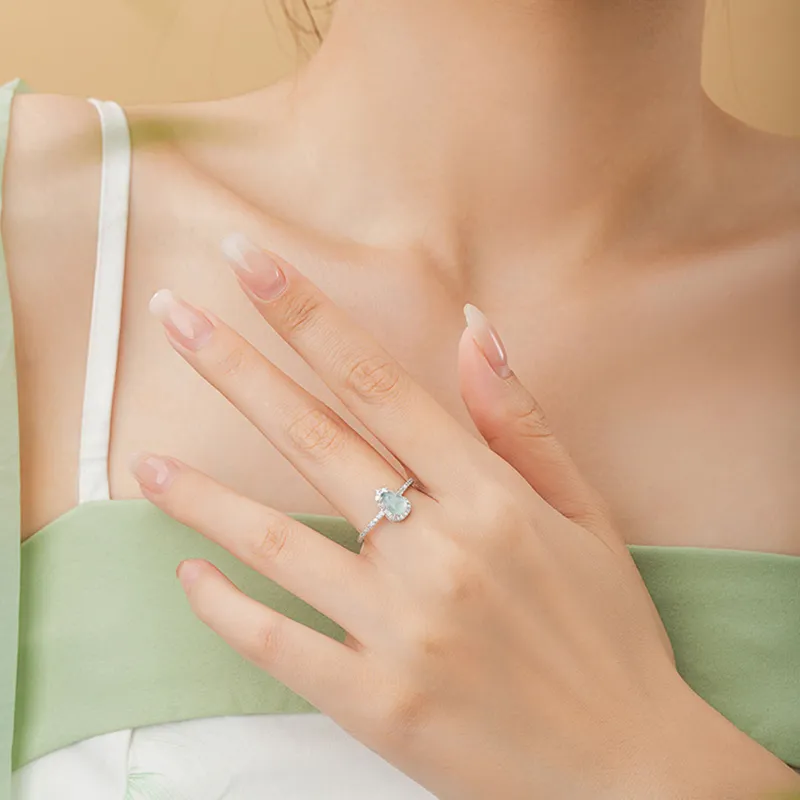 Qing Yi Ice Glutinous Jadeite Rings Women's-1