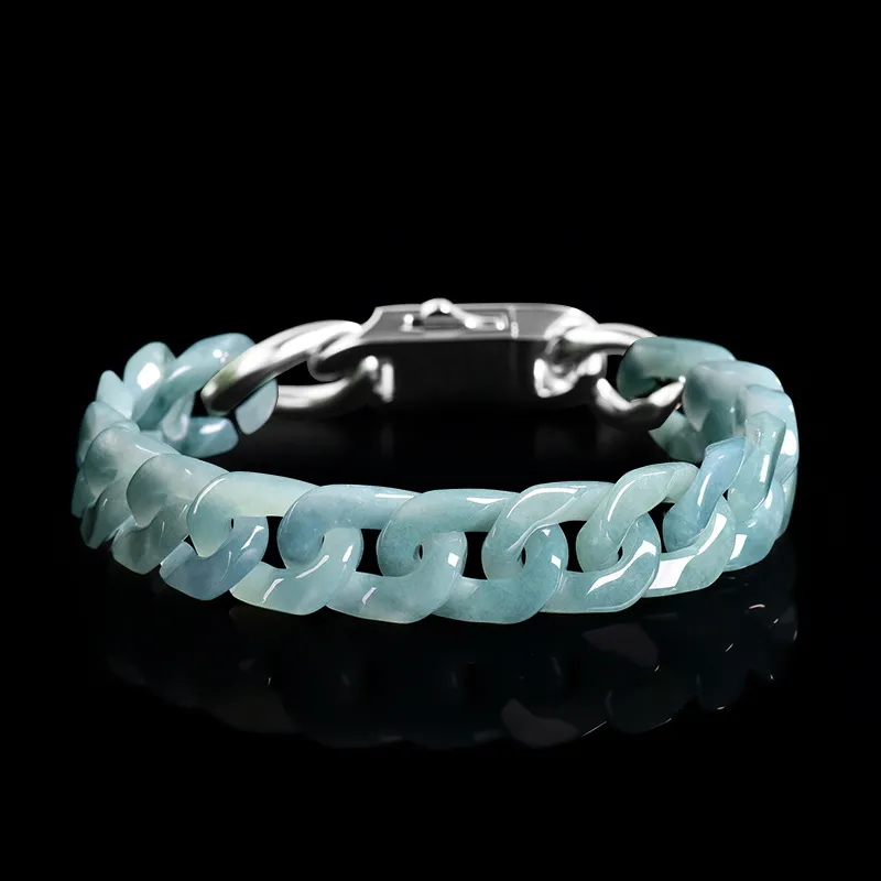 Qing Yi Bean Type Jadeite Bracelets Men's-9