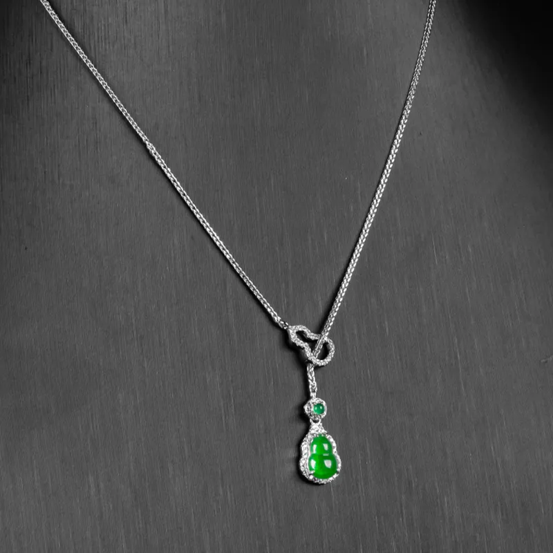 Qing Yi Ice Glutinous New Chinese Style Chinese Fashion Trend Vintage Jadeite Necklace Women's-1
