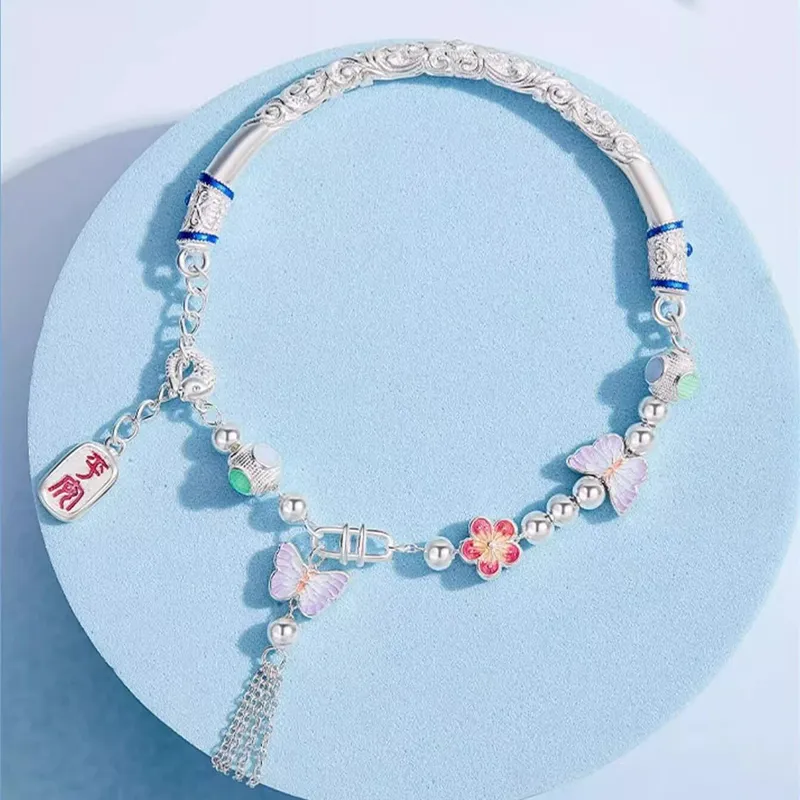 Qing Yi 999 Fine Silver Sterling Silver Bracelets Women's-3