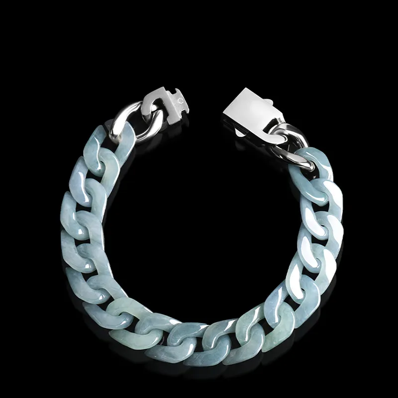 Qing Yi Bean Type Jadeite Bracelets Men's-8