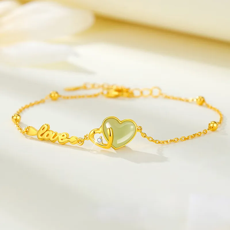 Qing Yi Hetian Jade Bracelets Green Jade Unisex-1