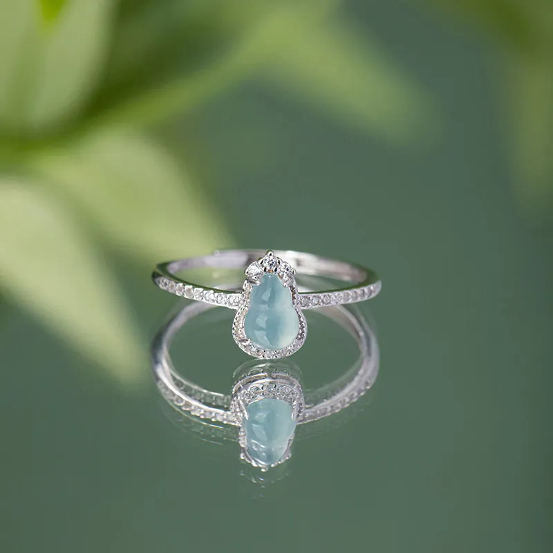 Qing Yi Ice Glutinous Jadeite Rings Women's-6