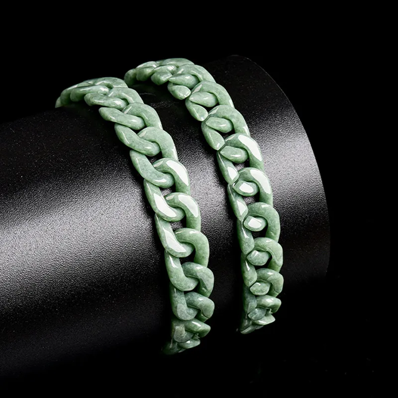 Qing Yi Bean Type Jadeite Bracelets Men's-5