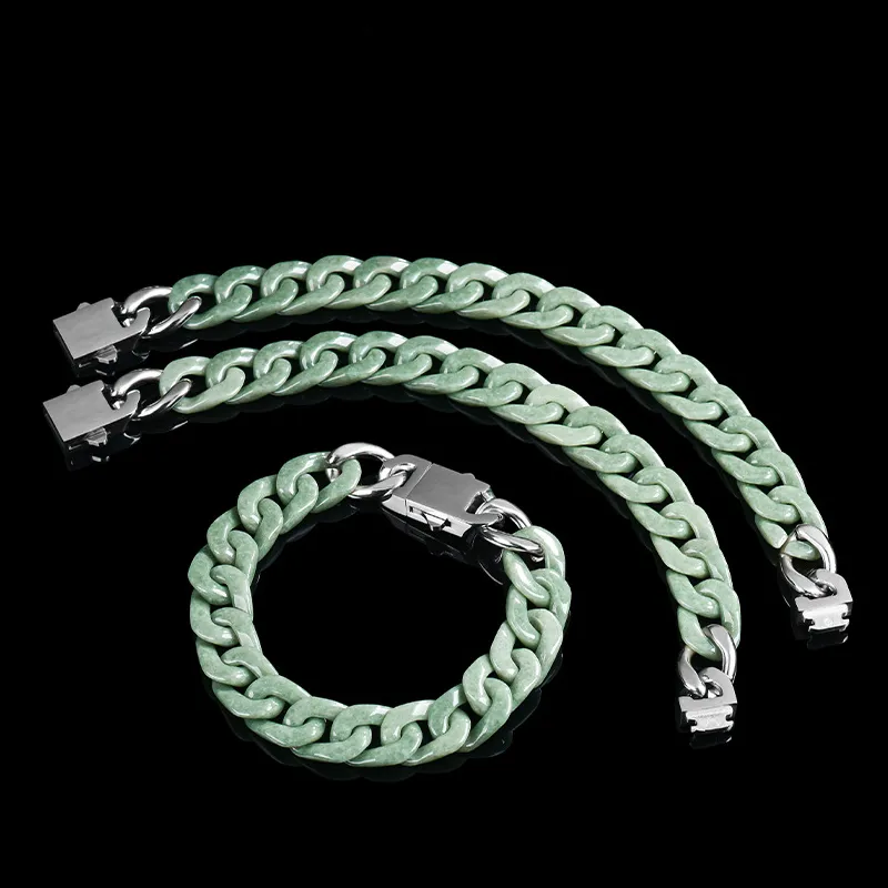 Qing Yi Bean Type Jadeite Bracelets Men's-4