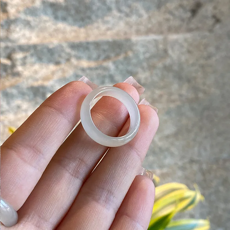 Qing Yi Hetian Jade Rings White Jade Unisex-2