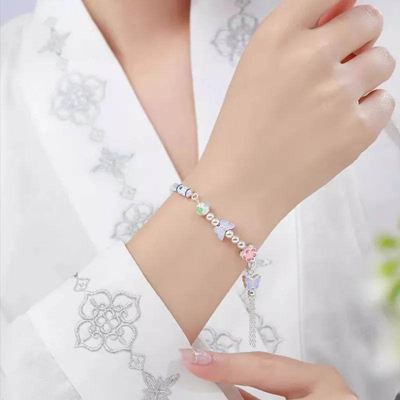 Qing Yi 999 Fine Silver Sterling Silver Bracelets Women's-4