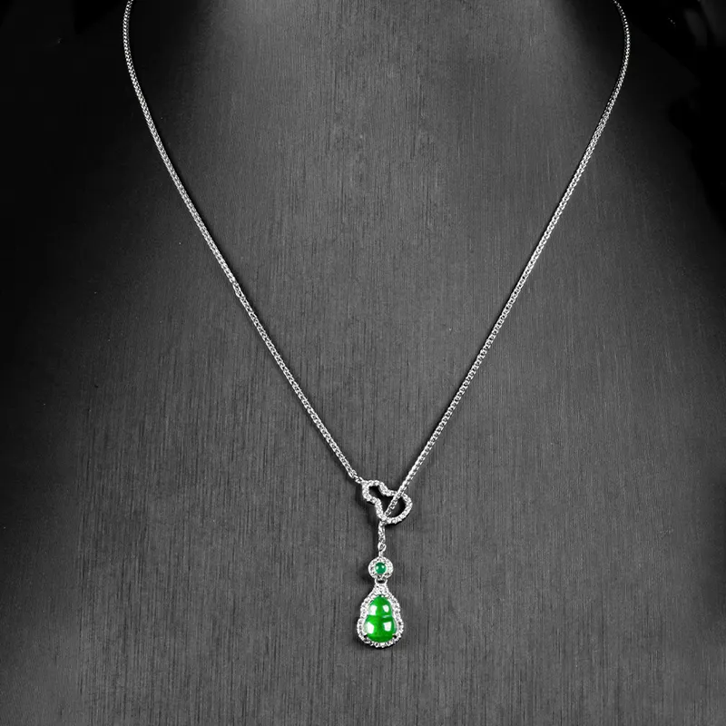 Qing Yi Ice Glutinous New Chinese Style Chinese Fashion Trend Vintage Jadeite Necklace Women's-2