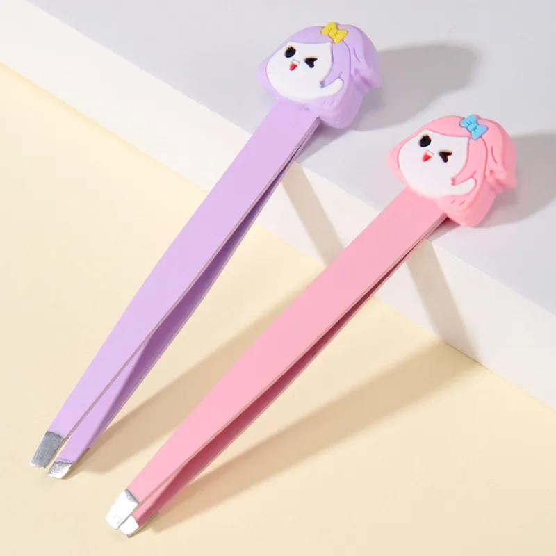 SHANGYELAMEILA Eyebrow Tweezers Eyebrow Epilating Tool Flat + Bevel Combination-3