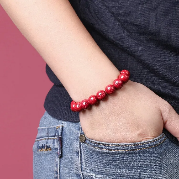 Jade Linmen Reconstructed Cinnabar Jade Bracelets Unisex-3