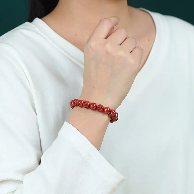 Jade Linmen Reconstructed Cinnabar Jade Bracelets Unisex-6