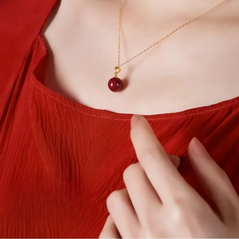 Jade Linmen Cinnabar Jade Necklaces Women's-13