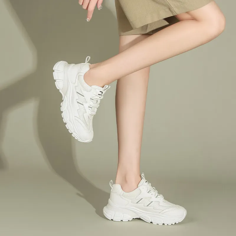 PIERCE GENTRY Chunky Sneakers Women's Low Top White/Beige Black-6