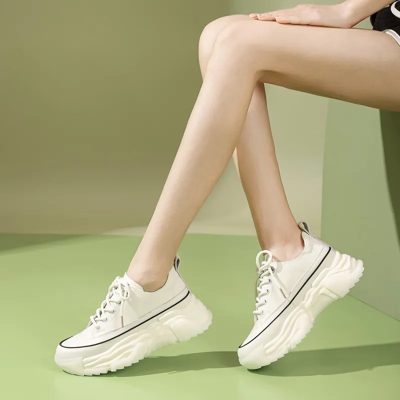 PIERCE GENTRY Chunky Sneakers Women's Low Top Black/Beige-11