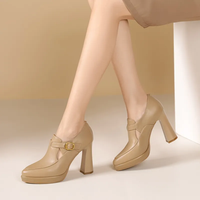 PIERCE GENTRY Chunky Heel High Heels 10cm Women's-11