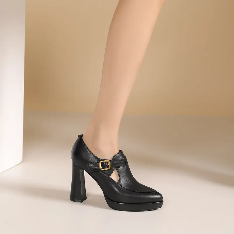 PIERCE GENTRY Chunky Heel High Heels 10cm Women's-6