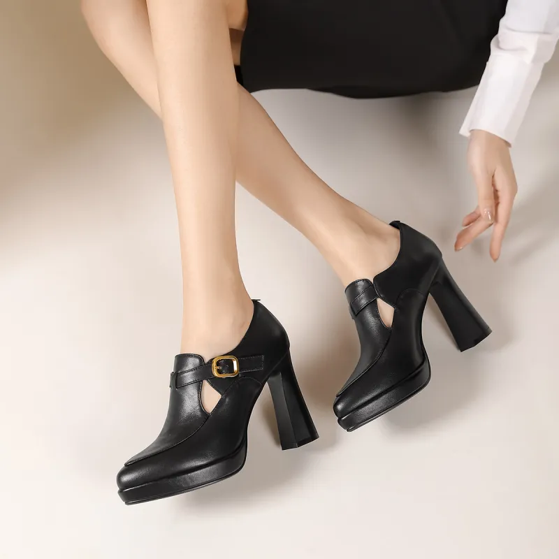 PIERCE GENTRY Chunky Heel High Heels 10cm Women's-5