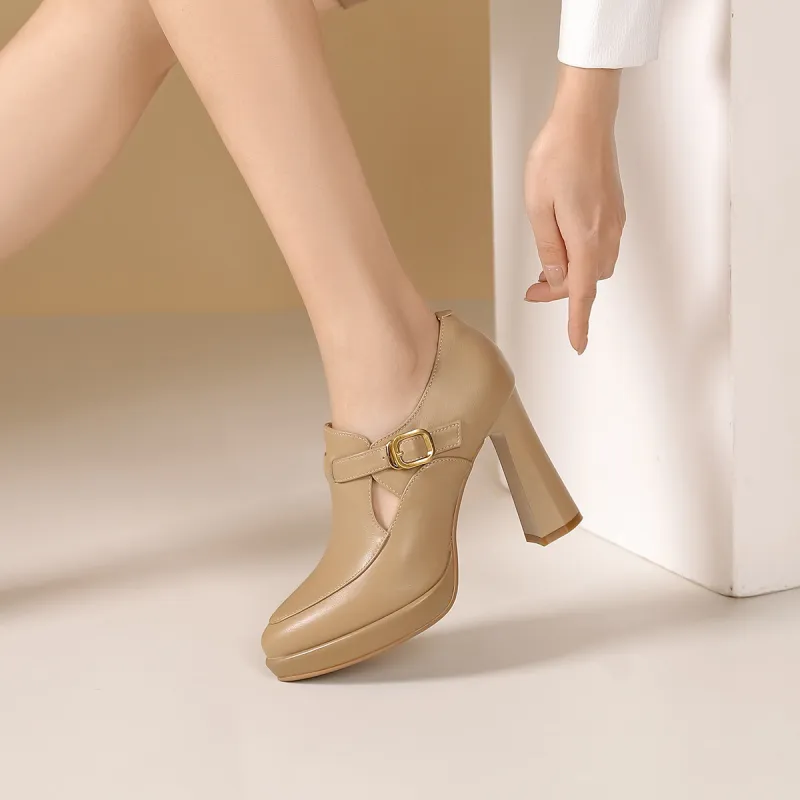 PIERCE GENTRY Chunky Heel High Heels 10cm Women's-12