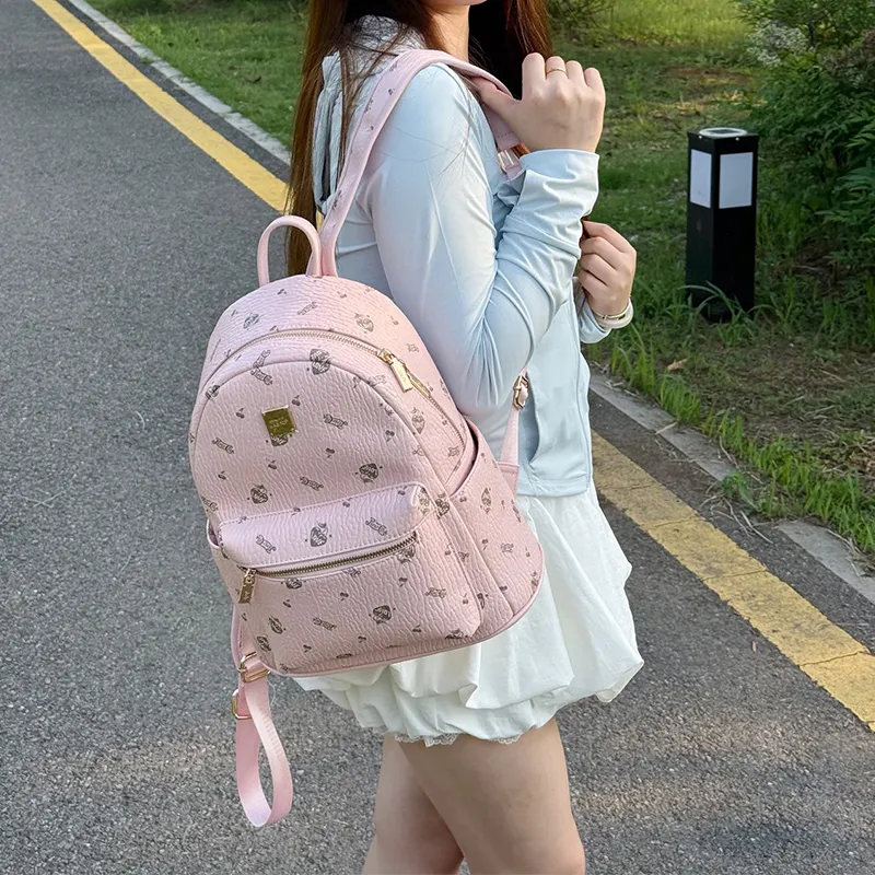 Pepsi PVC Backpack Regular Women's Light Mist Pink/Cognac-3