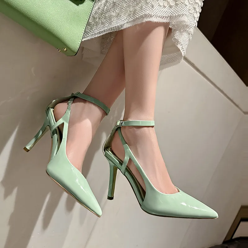 YIKEFEI High Heels Women's Light Green/Black/Black/White-2