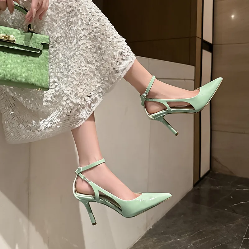 YIKEFEI High Heels Women's Light Green/Black/Black/White-5