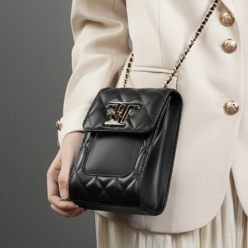 DULOREN Cow Leather Shoulder Bag Women's Black/Ecru-1