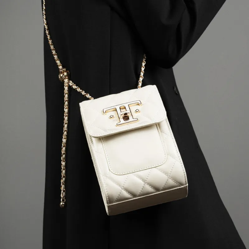 DULOREN Cow Leather Shoulder Bag Women's Black/Ecru-5