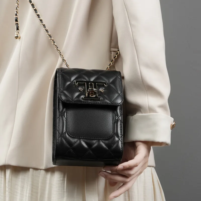 DULOREN Cow Leather Shoulder Bag Women's Black/Ecru-2