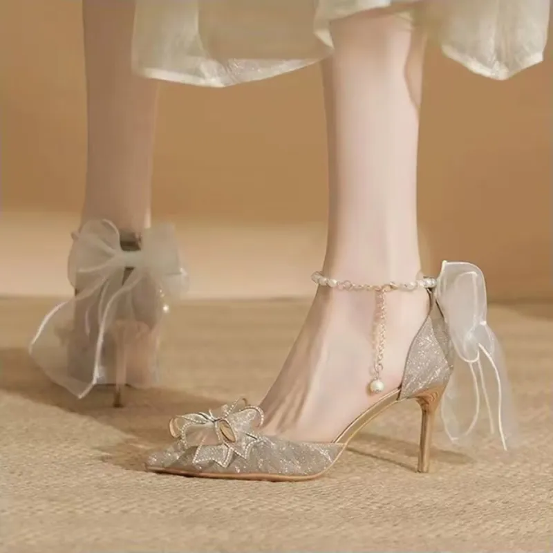 CHILI French Elegance Pointed Toe Evening Princess Slim Heel High Heels Women's-6