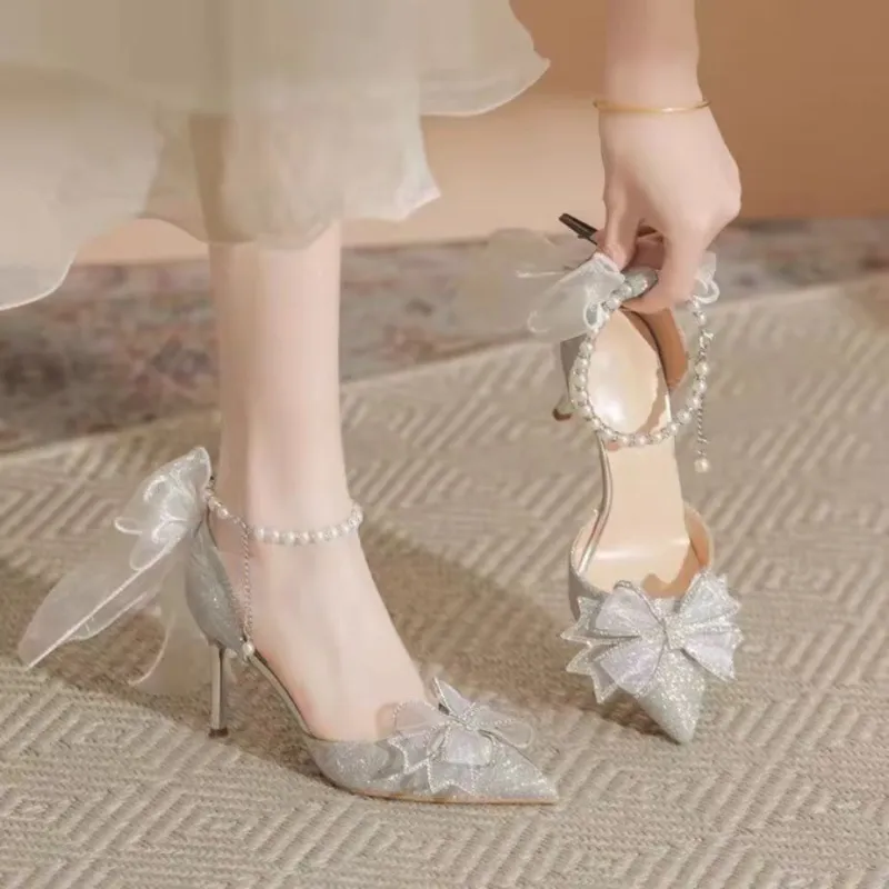 CHILI French Elegance Pointed Toe Evening Princess Slim Heel High Heels Women's-3