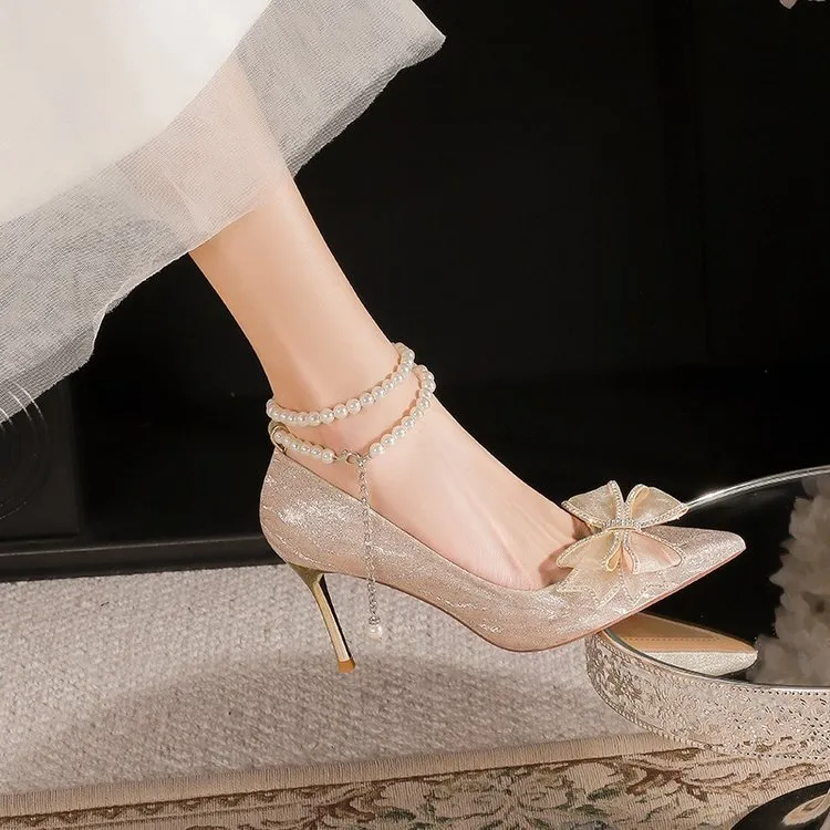 CHILI Slim Heel High Heels 7CM Women's-4