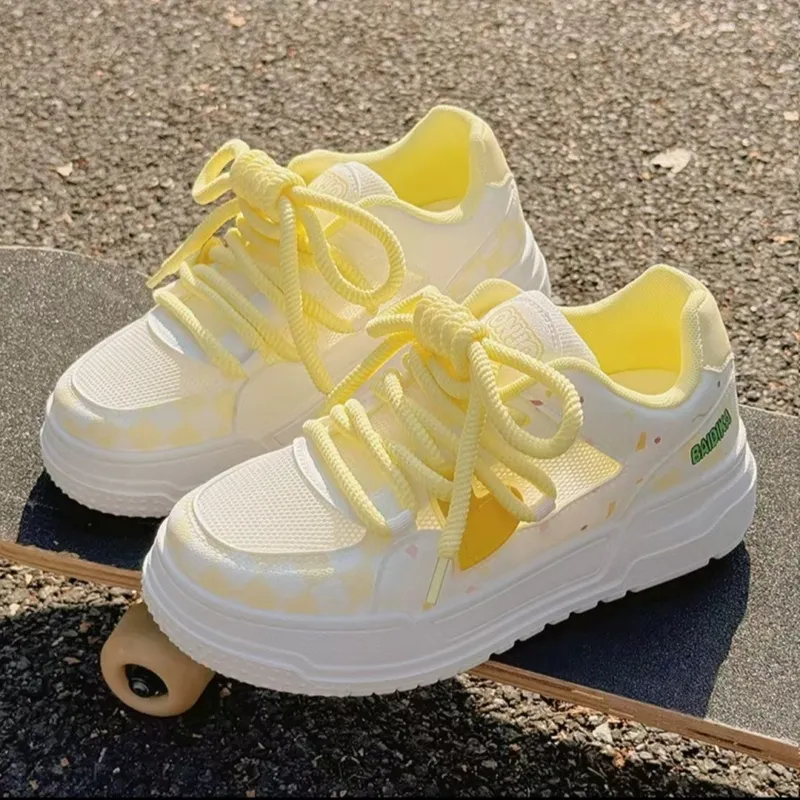 CHILI Slip Resistant, Abrasion Resistant, Breathable Low Top Skateboard Shoes Women's Yellow-5