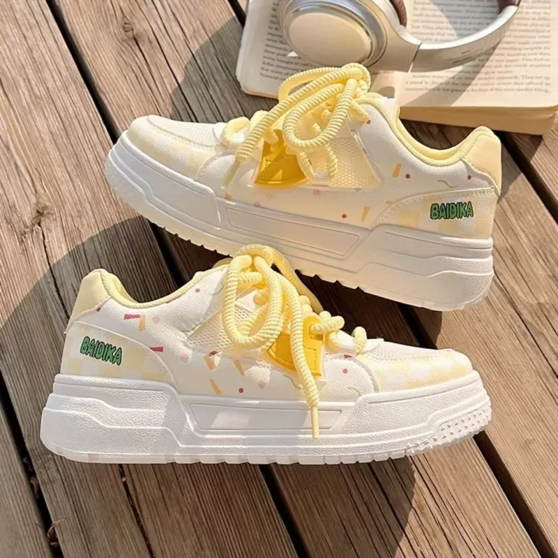 CHILI Slip Resistant, Abrasion Resistant, Breathable Low Top Skateboard Shoes Women's Yellow-3