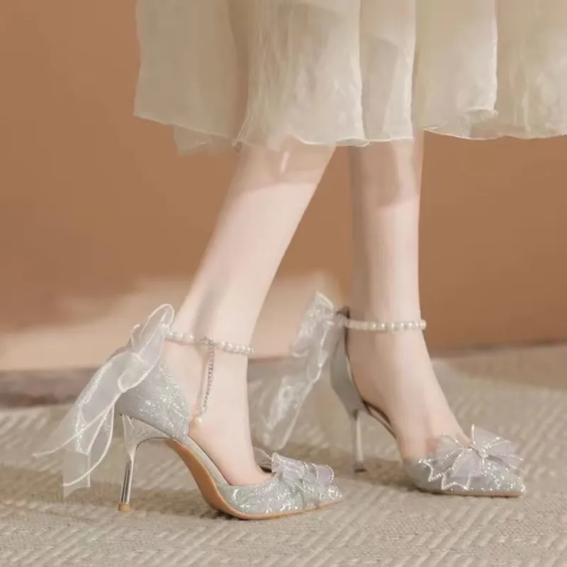 CHILI French Elegance Pointed Toe Evening Princess Slim Heel High Heels Women's-2