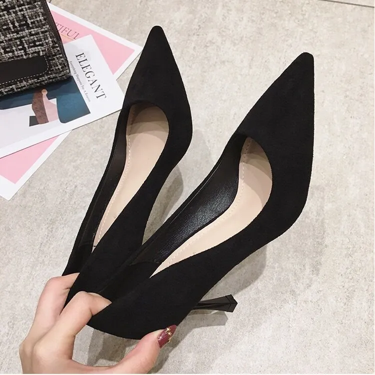 CHILI Slim Heel High Heels Women's Black-3