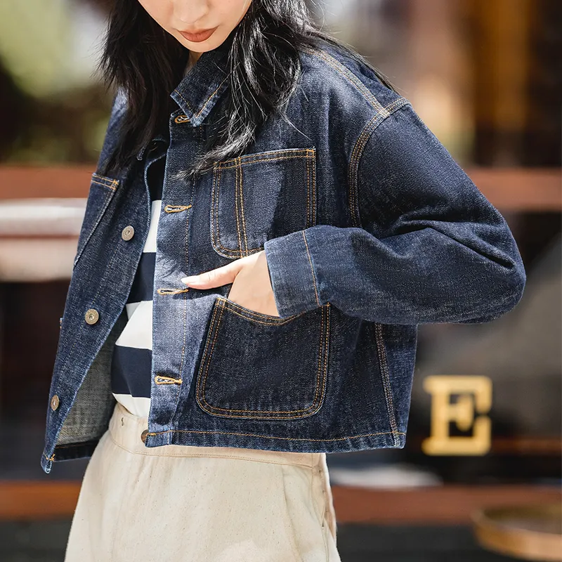 MADEN Denim Jacket Women's Dark Blue-1