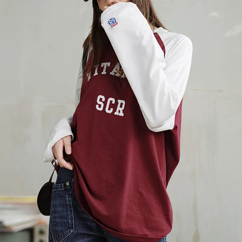 MADEN T Shirts Women's Burgundy-5