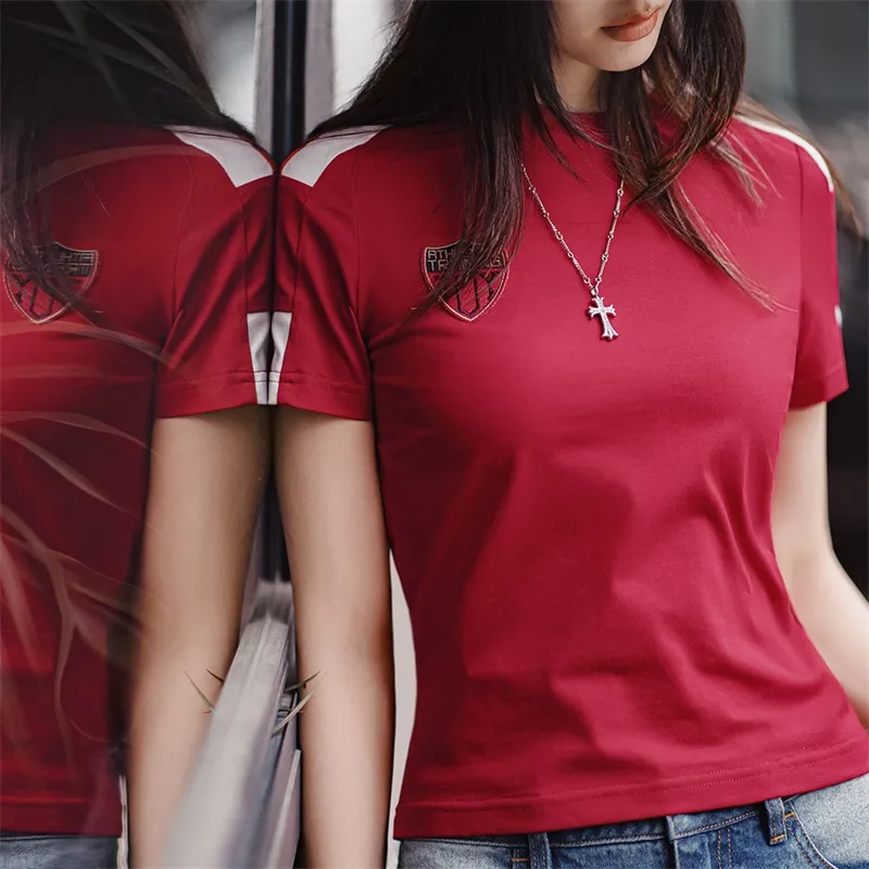 MADEN T Shirts Women's Deep Red-5