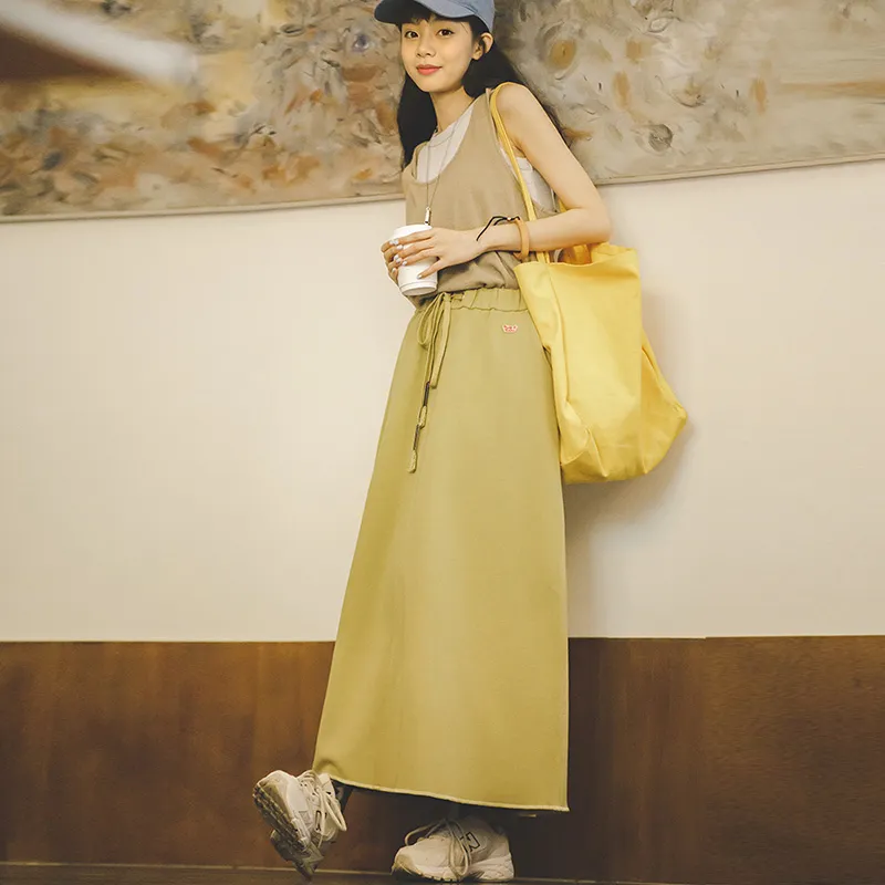 MADEN Long Skirt Women's Yellow-1
