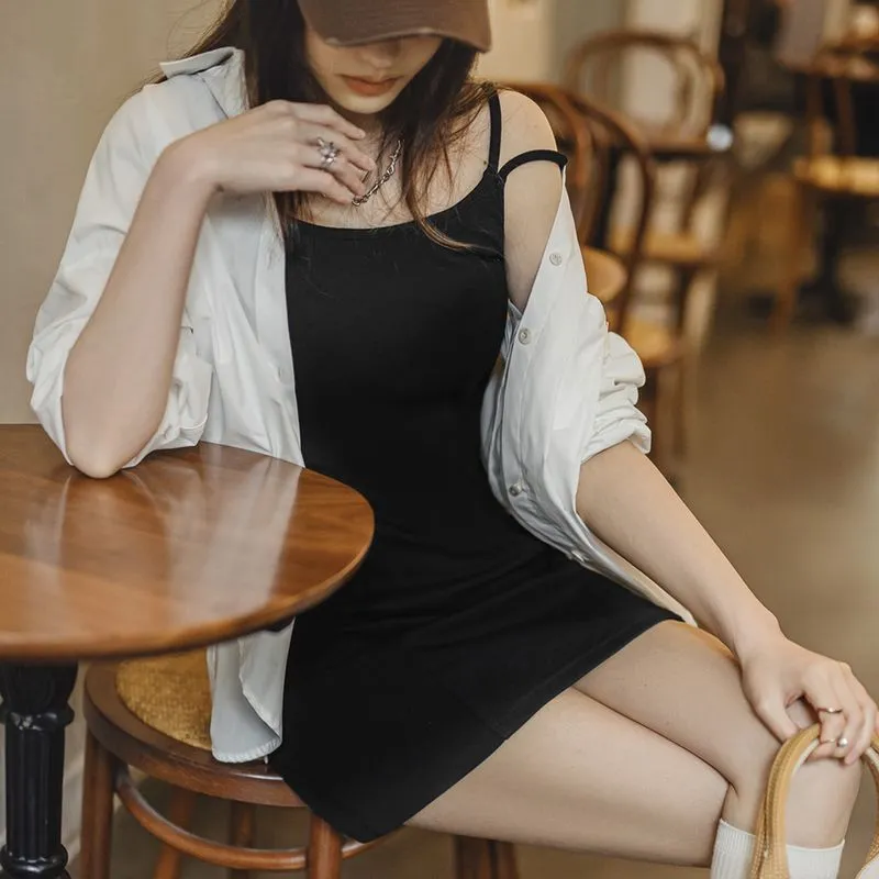 MADEN Slip Dresses Women's Black-3