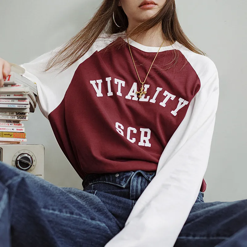 MADEN T Shirts Women's Burgundy-3