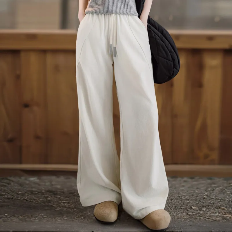 MADEN Casual Pants Women's Diamond Heather White-6