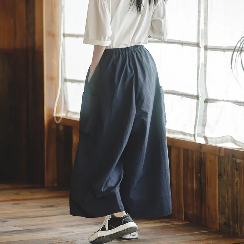 MADEN Casual Pants Women's Navy Blue-5